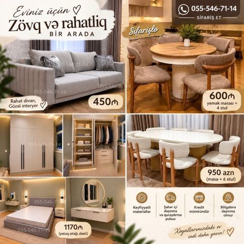 Eviniz üçün zövq və rahatlıq bir arada – sifarişlə mebel həlləri — Bakı