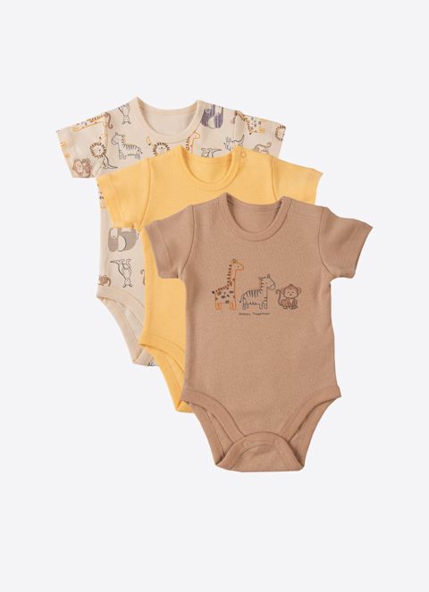 Bodi Kitikate Animal 3lü Kısakol, pambıq, ölçü 6-9 ay — Bakı