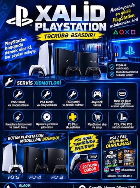 Təmir Sony Playstation, Diaqnostika, Pulsuz diaqnostika — Qobu
