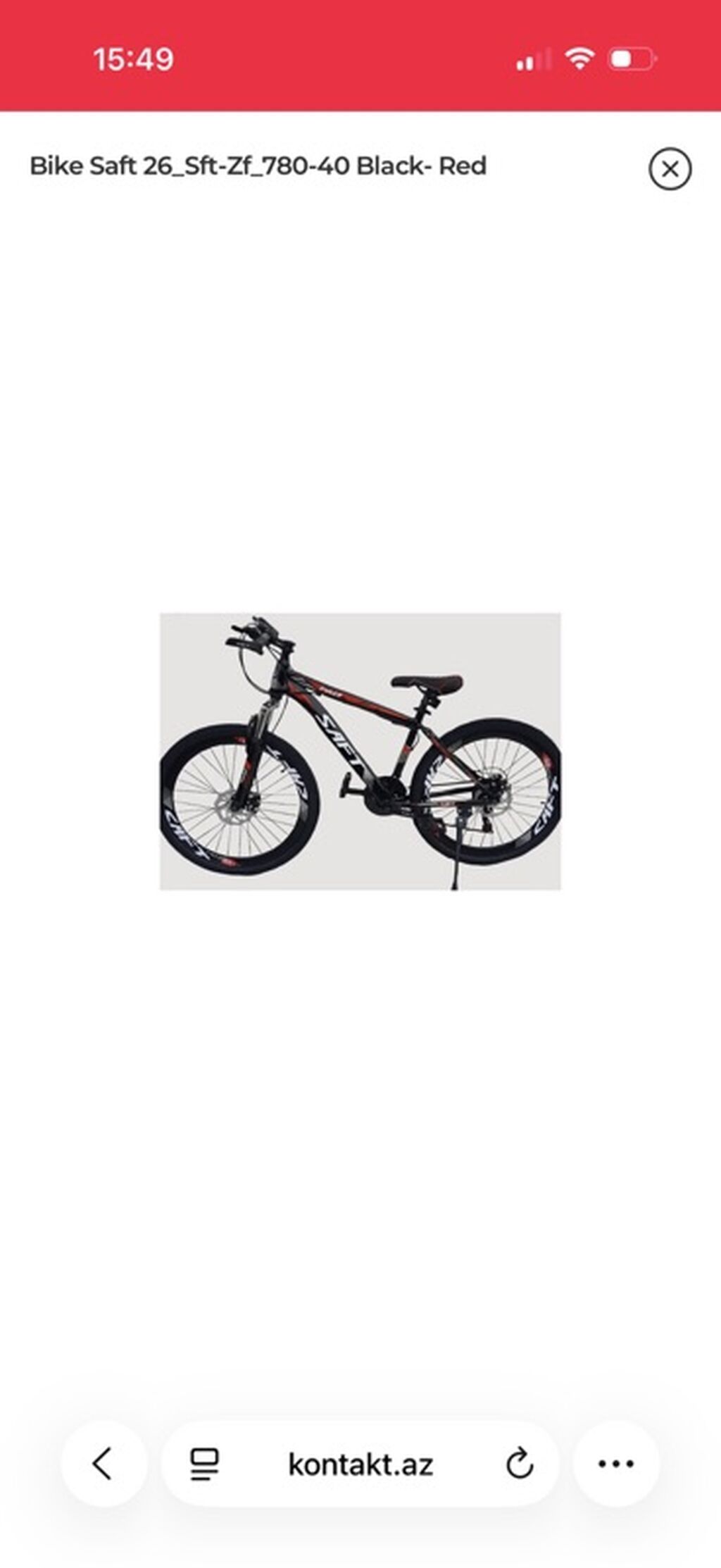 Saft 26 Sft-zf 780-40 dağ velosipedi – Black/Red Texniki — Dağ velosipedləri, Masazır (3)