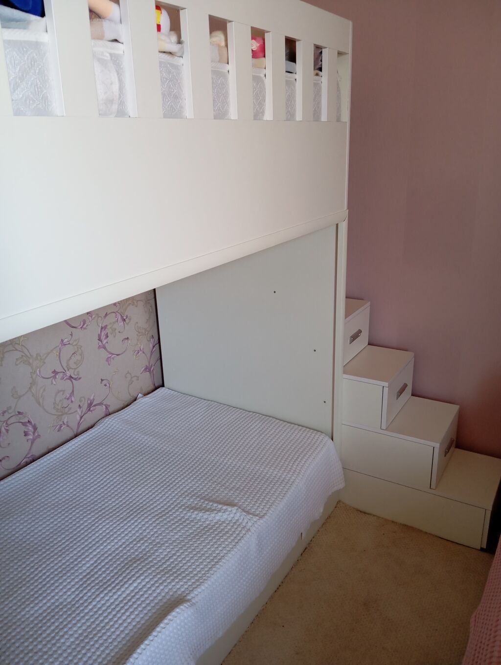 Oğlan və qız üçün, İşlənmiş, Çarpayı, Matras ilə, Siyirməli, MDF — Yataqlar, Bakı (6)