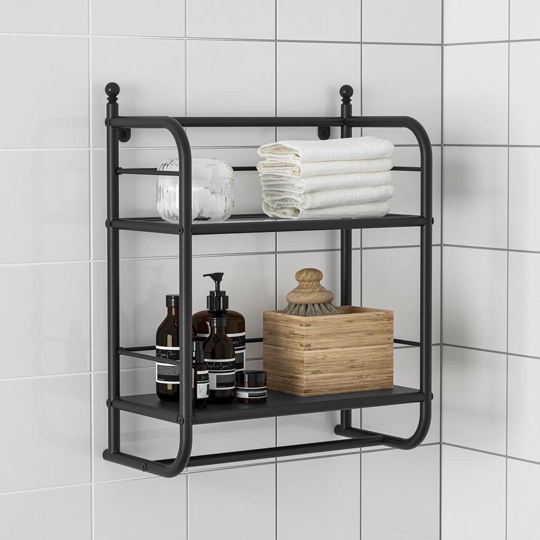 Hamam otağı üçün rəf IKEA Frosjon, polad/şüşə, qara, 21x40x51 sm — Mallar, Bakı (2)