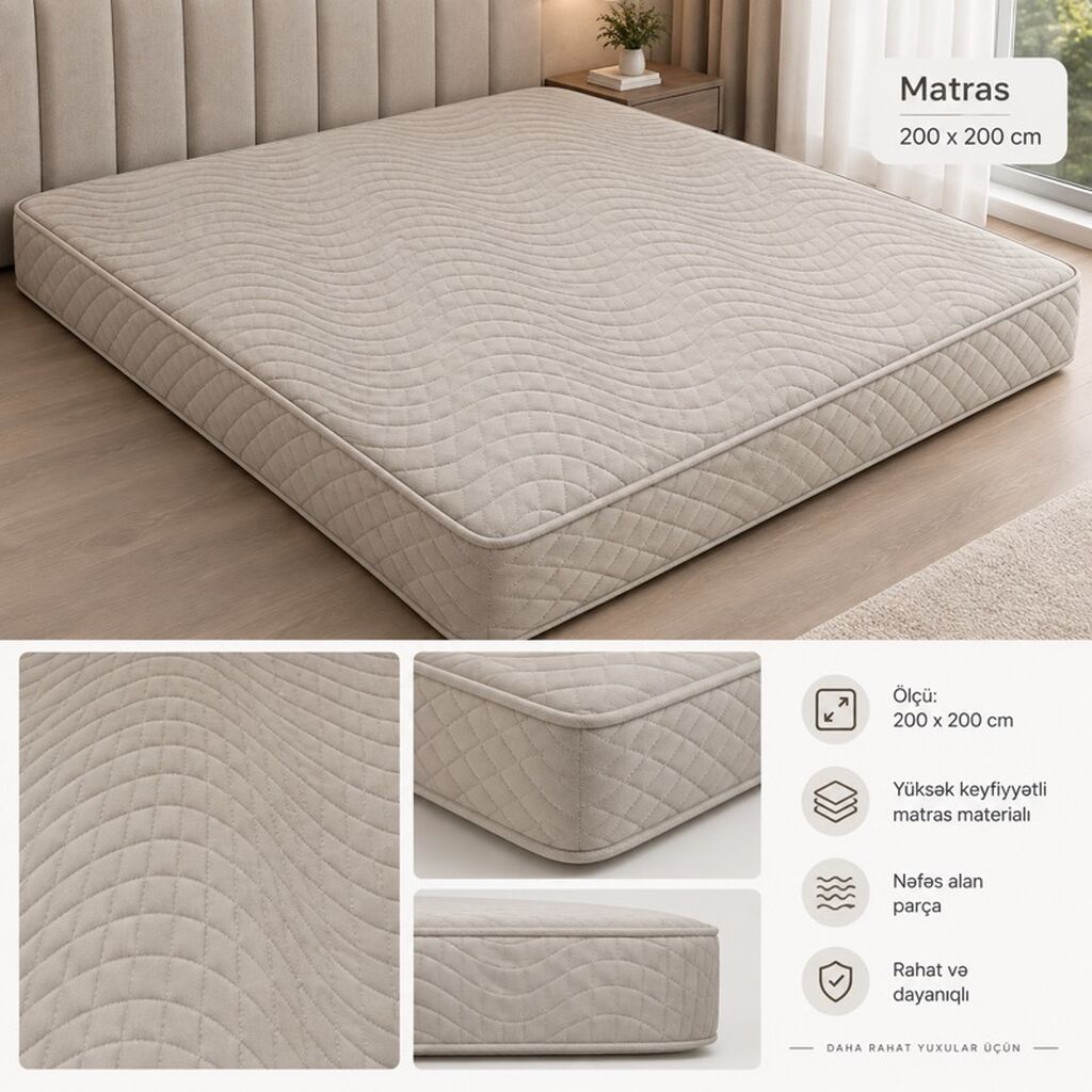 Matras – 200 x 200 sm - Skalioz və kifoz problemi olanlar üçün — Matraslar, Digah