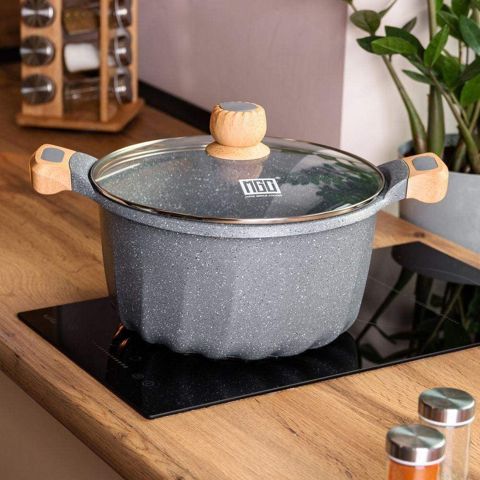 Qazan MGC, 20 sm, 3.5 l, qalın və dözümlü qranit, boz - TW-RZMG202 — Bakı