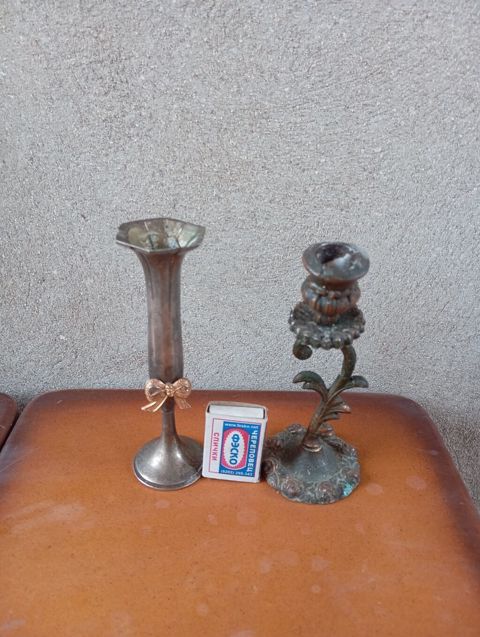 İki ədəd klassik üslublu şamdan dəsti. - Material: metal (tunc/bronz — Bakı