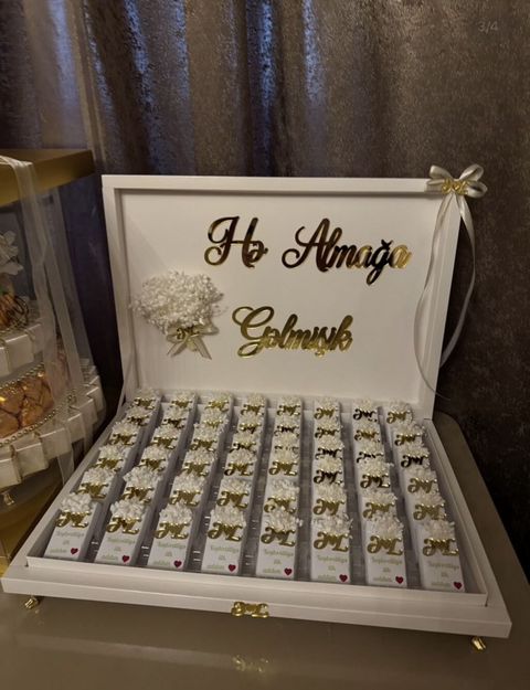 Toy üçün xonça dəsti – “Hə almağa gəlmişik” temalı - Ağ rəngli — Giftbuket_baku