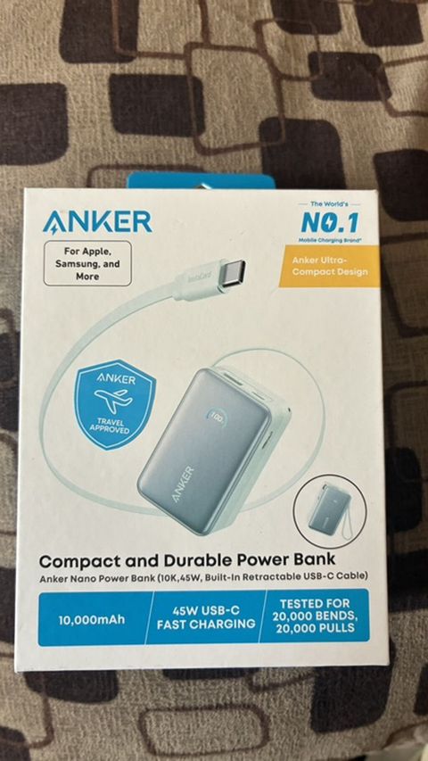 Anker Nano Power Bank (10,000 mAh, 45W, daxili yığılan Usb‑c kabel) — Bakı