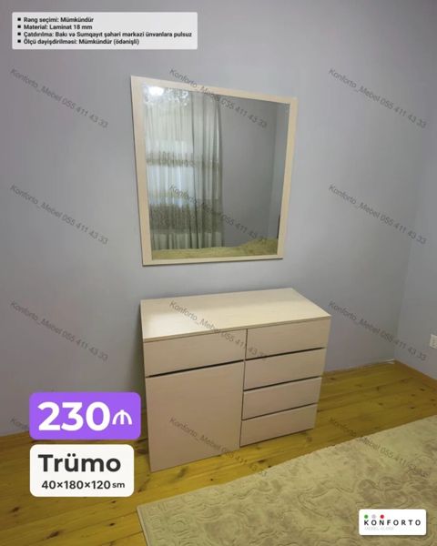 Trümo – güzgülü komod dəsti - Ölçü: 40×180×120 sm (şəkildə göstərilən — Bakı