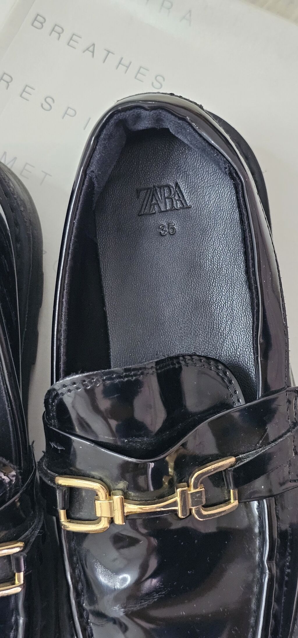 Zara qadın loaferləri - Model: klassik loafer - Rəng: parlaq qara — Mokasin, Bakı (2)