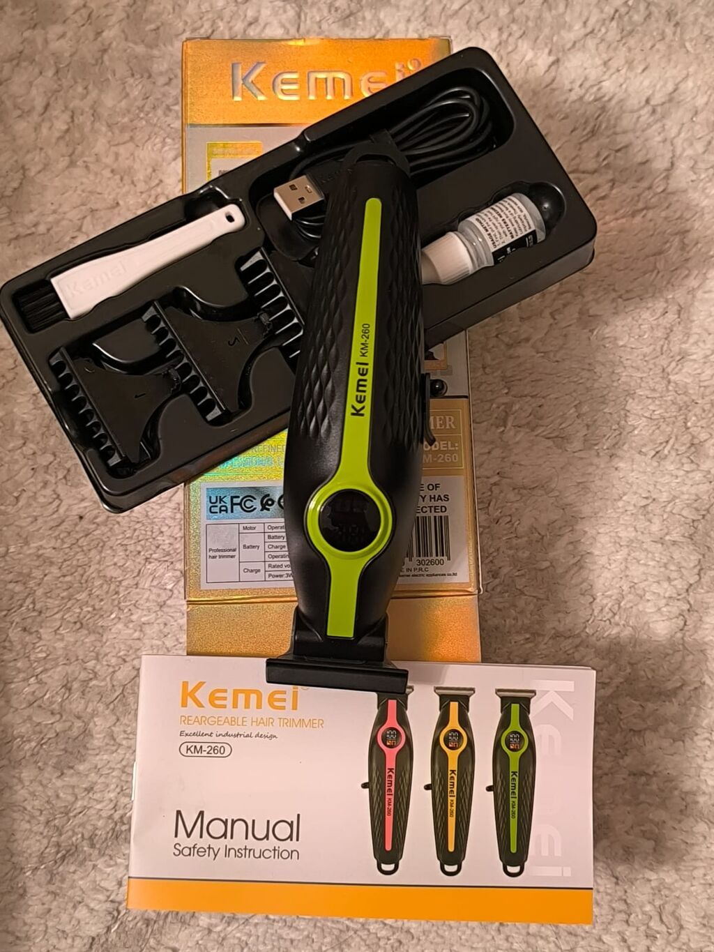 Kemei KM-260 USB Type‑C şarj olunan saç və saqqal trimmeri - Rəqəmsal — Saç kəsmə maşınları, Bakı (2)