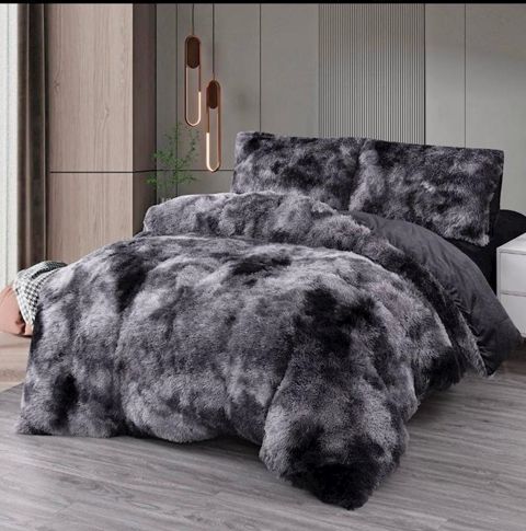 Yataq dəsti Sahara SHA-00001397, yorğan üzü 200x240 sm, mələfə 220x240 sm, yastıq üzü 50х70 sm, ikinəfərlik, qara/boz — Bakı