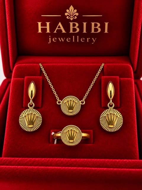Zinət dəsti Habibi Jewellery HJ970, kulonlu zəncir, üzük və sırğalar, qızıl 585 əyar, qızılı — Bakı