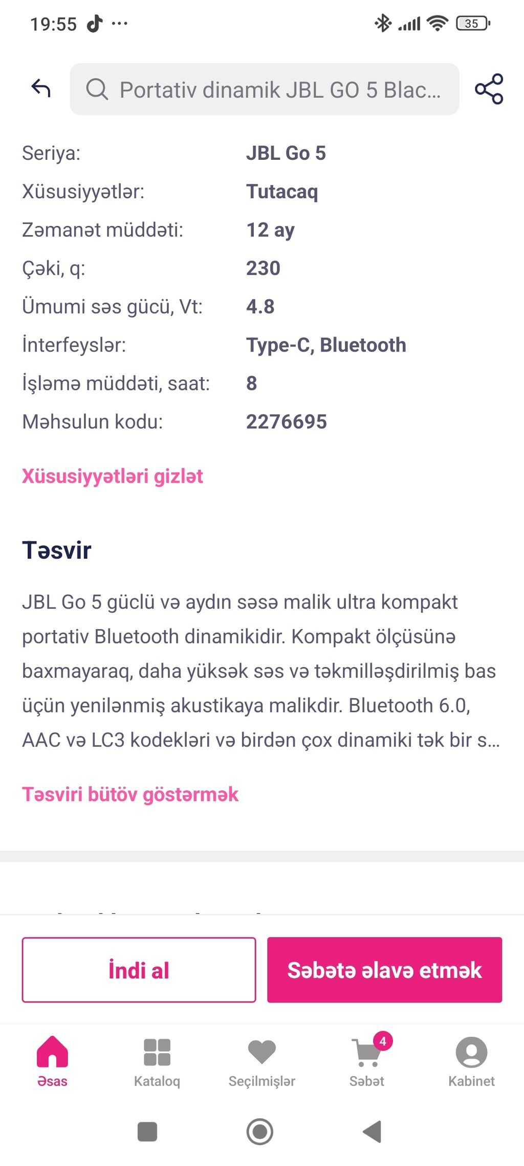 JBL GO 5 portativ dinamik Orjinal.Bu gun Birmarketden mene 110 azn — Dinamiklər və akustik sistemlər, Bakı (5)