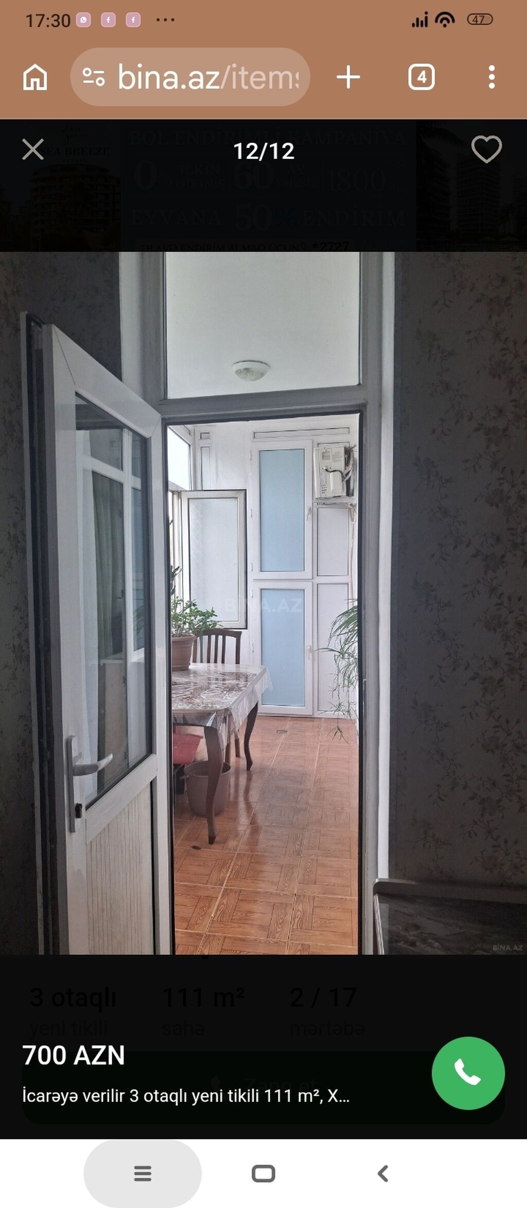 İcarə üçün mənzil – 3 otaqlı, 111 m², yeni tikili, 2/17 mərtəbə.MƏNZİL — Mənzil, Bakı (10)