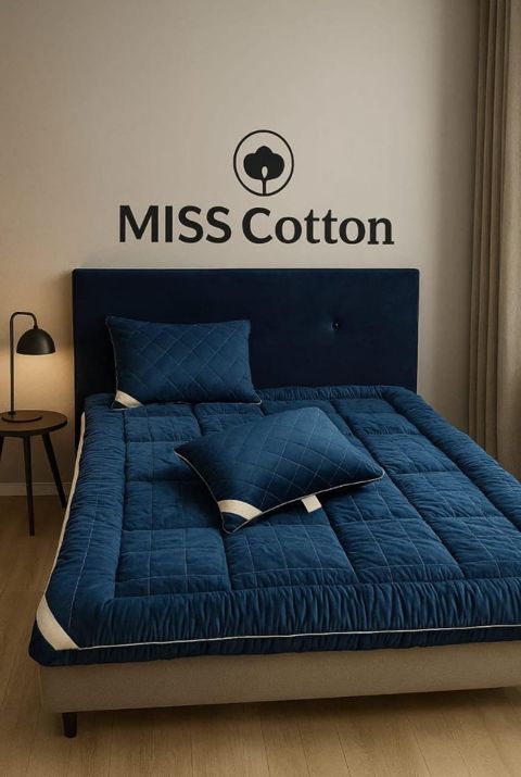 Döşək-topper Miss Cotton MC_020_RB, ikitərəfli, velür/pambıq, 200x200 sm — Bakı