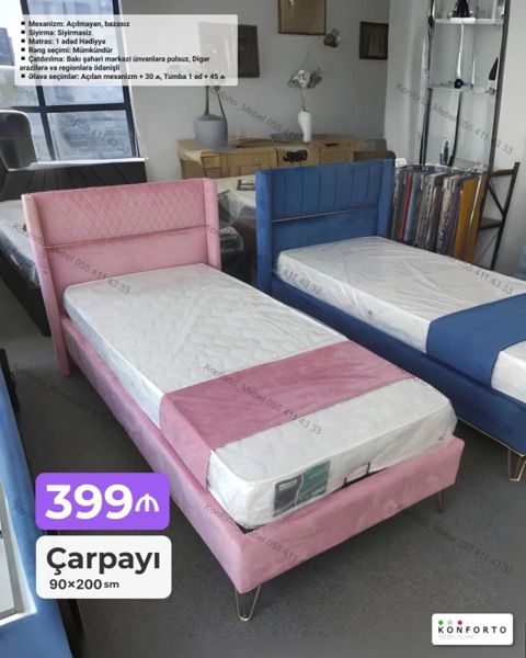 Çarpayı – 90×200 sm Model: mexanizmsiz, bazasız Sıyırma — Bakı