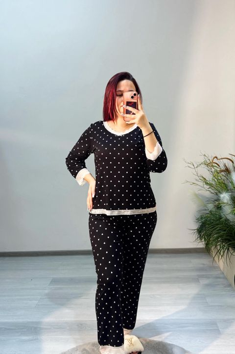 Şalvarlı pijama dəsti qadınlar üçün HND56, qara, trikotaj, ölçü One size — Bakı