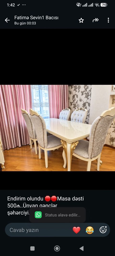 Endirim olundu Masa dəsti 500₼. Ünvan gənclər — Bakı