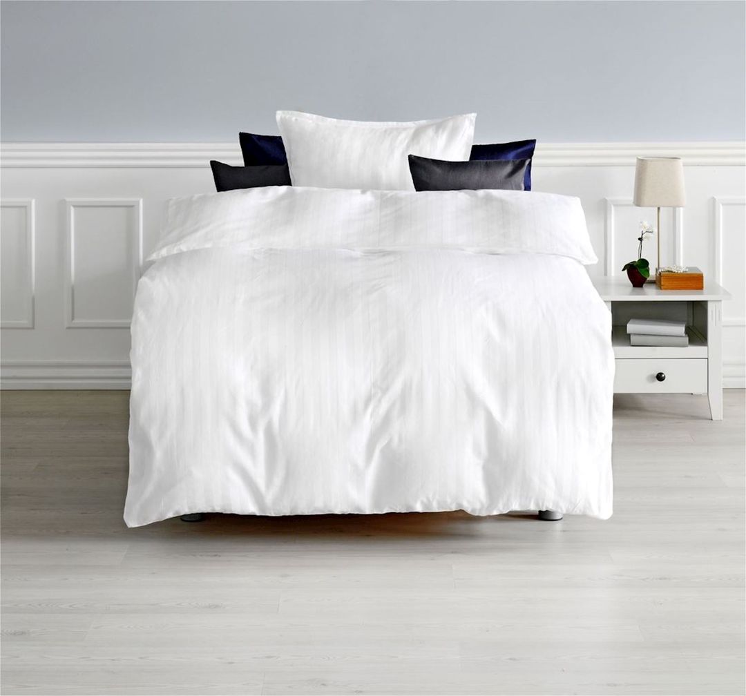 Yataq dəsti Jysk Nell, yorğan üzü 200x220, mələfə 240x260, 2 yastıq üzü 50x70, ikinəfərlik, satin, ağ — Mallar, Bakı (3)