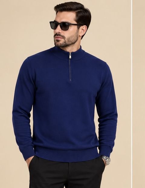 Kişi sviteri G7007, tünd göy, pambıq, ölçü L — Bakı