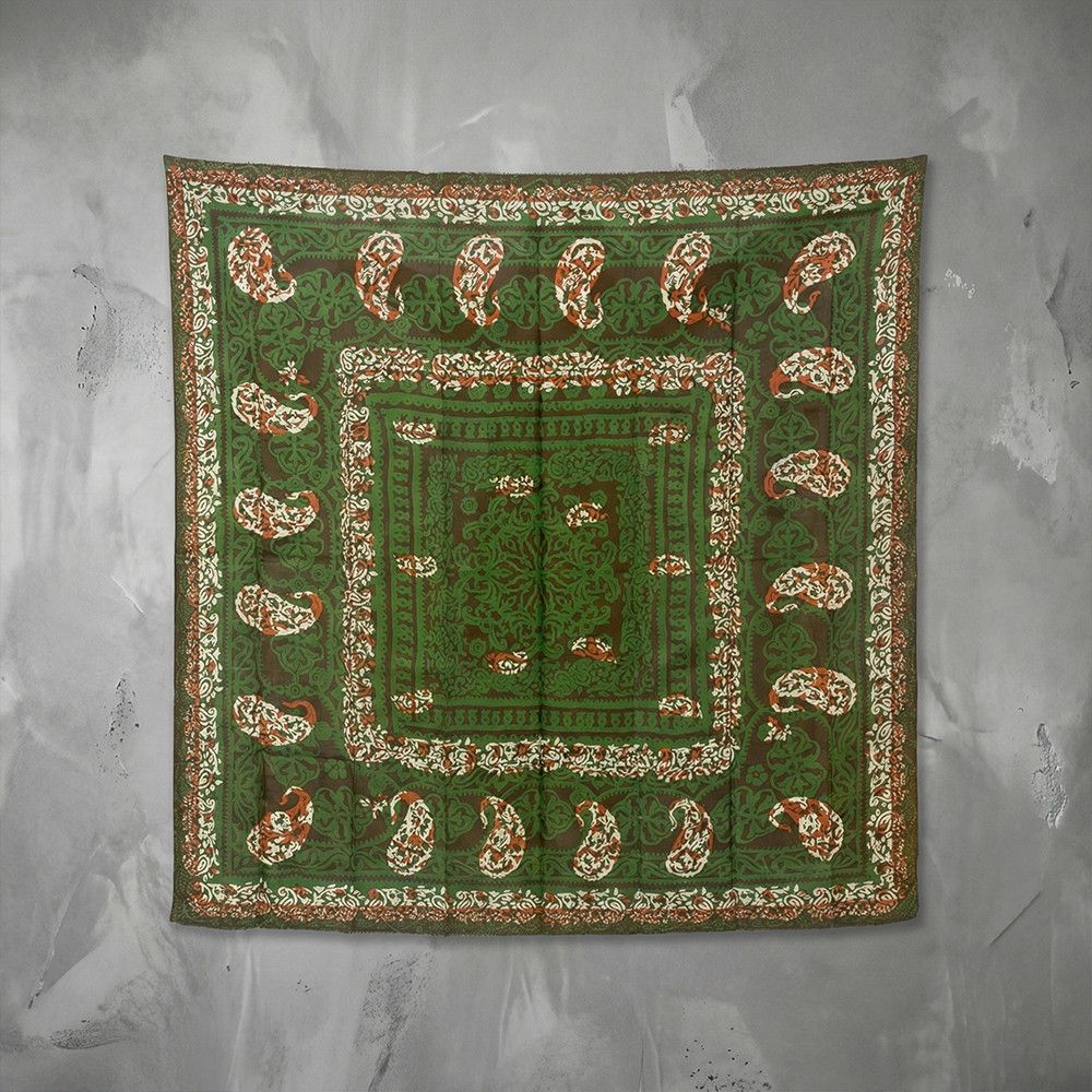 Kəlağayı Süsən S778, ipək, yaşıl, 150x150 sm — Mallar, Bakı