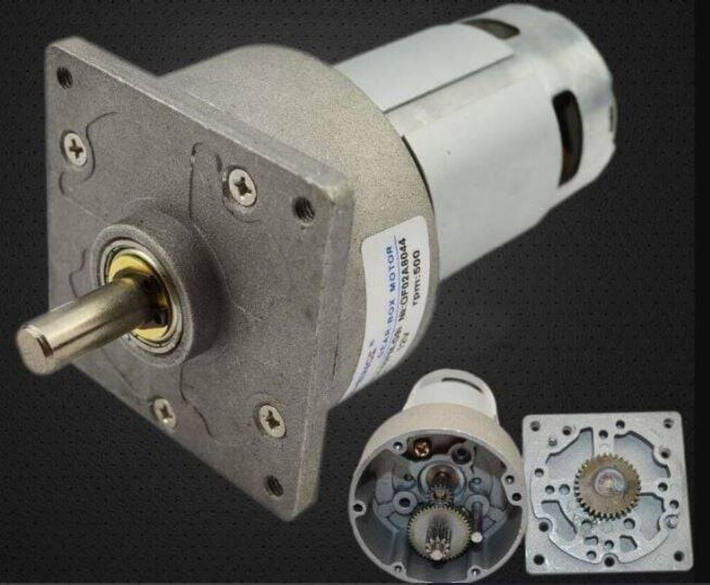12V 30 RPM 60mm Reduktorlu Kvadrat Flanşlı DC Motor Yüksək tork tələb — Transmissiya, Bakı (3)