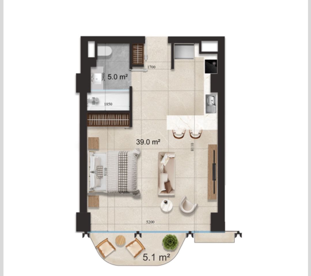Satılır 1 otaqlı yeni tikili 56.6 m² — Mənzil, Bakı (8)