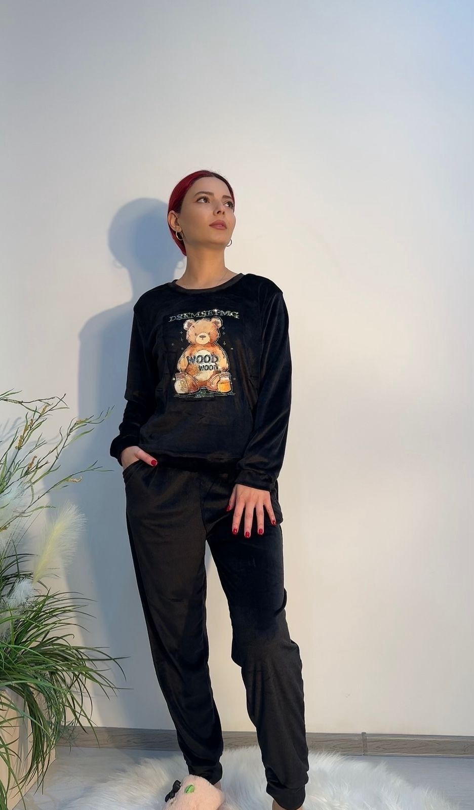 Şalvarlı pijama dəsti qadınlar üçün 8545, qara, pambıq, ölçü XL — Mallar, Bakı (2)