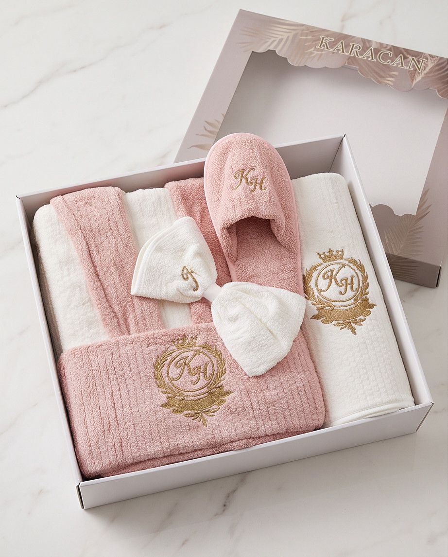 Qadınlar üçün hamam xələti dəsti 15475958, mikrofiber, ağ/çəhrayı, ölçü L — Mallar, Bakı (2)