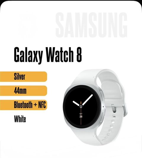 Samsung Galaxy Watch 8 – 44 mm, Silver (Gümüş), White (Ağ) qayış — Bakı