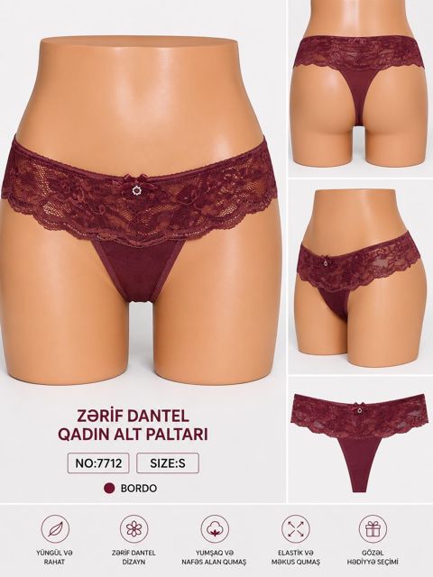 Qadın tumanı No brand, Strinqlər, Bordo, Yumşaq elastik parça, M — Bakı