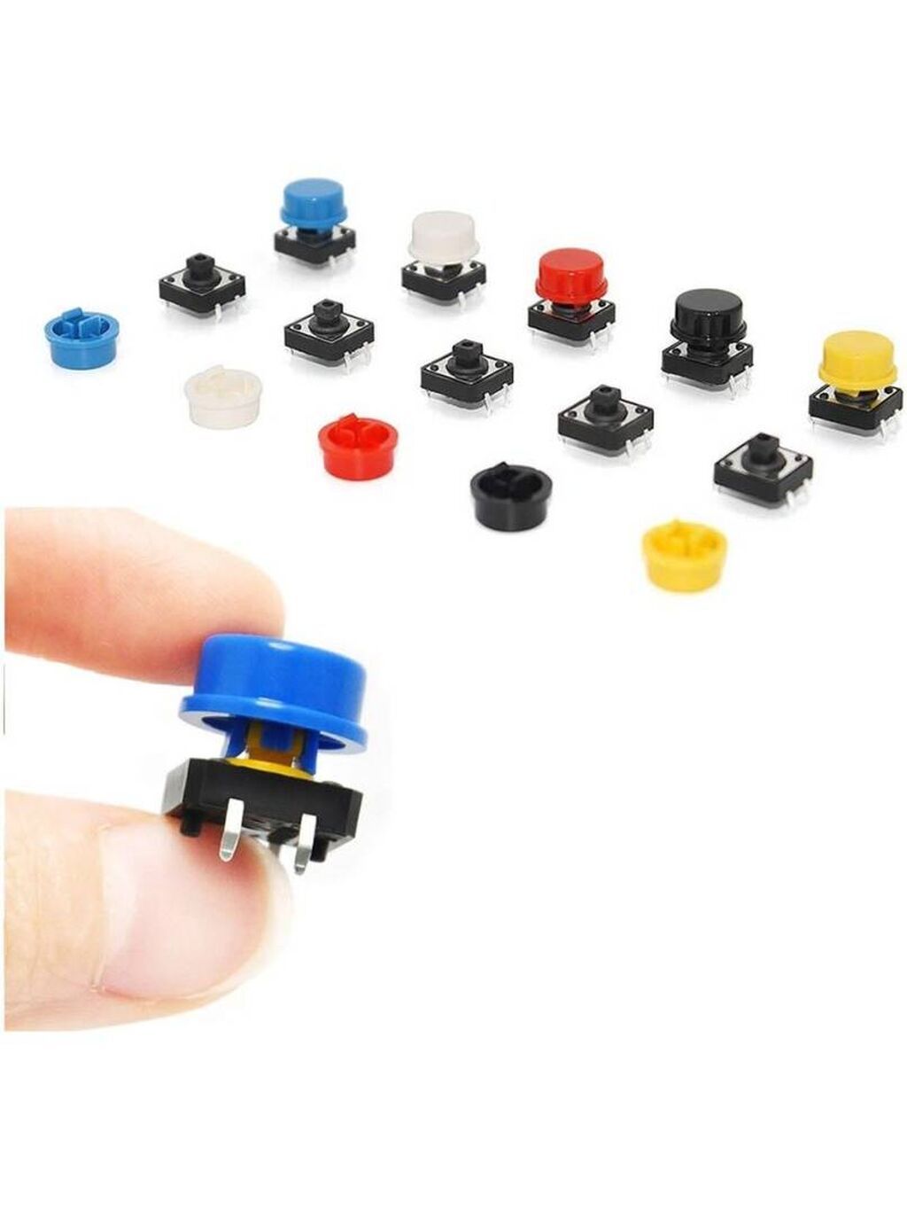 12x12mm Qapaqlı Push Button Dəsti – 25 ədəd, 5 rəng Elektron — Salon detalları, Bakı (4)