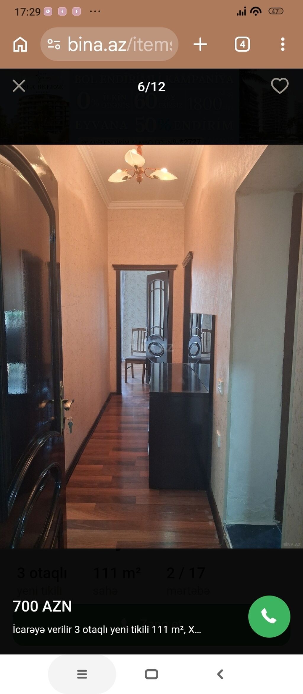 İcarə üçün mənzil – 3 otaqlı, 111 m², yeni tikili, 2/17 mərtəbə.MƏNZİL — Mənzil, Bakı (7)