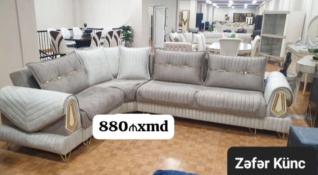 Zəfər Künc divan dəsti - L formalı, 5‑yastıqlı iri künc divan — Yumşaq mobilya dəstləri, Sumqayıt