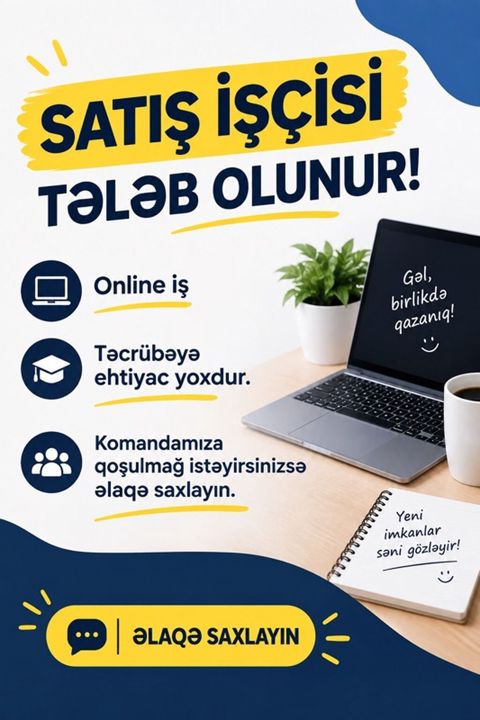 Satış məsləhətçisi tələb olunur, İstənilən yaş, Təcrübəsiz, İşəmuzd ödəniş — Sumqayıt