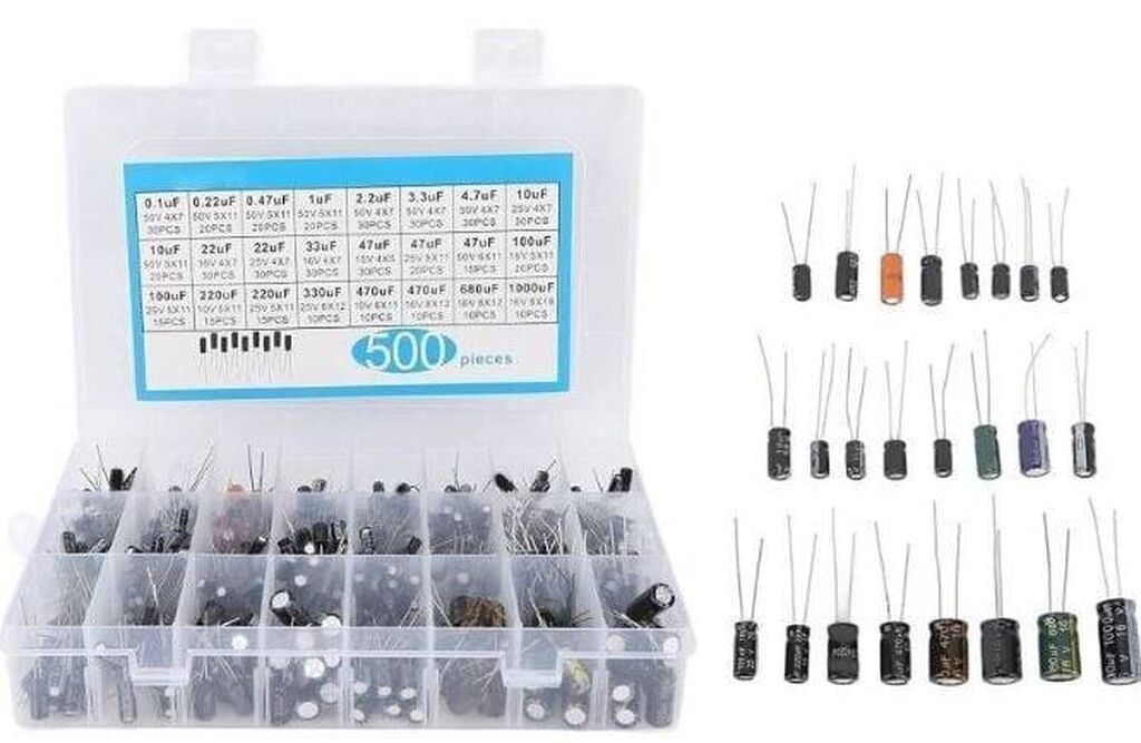 Kondansator Dəsti – 500 ədəd, 24 çeşid (Elektrolitik) Dəstin tərkibi — Müxtəlif alət dəstləri, Bakı (3)