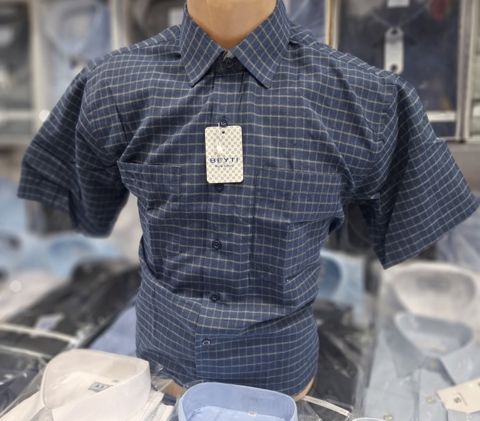 Kişilər üçün qısaqol köynək 2130592, göy, pambıq, ölçü 40 — Bakı