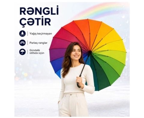 Rəngli çətir kod- sh54179-6 Yağış keçirməyən, parlaq rənglər — Bakı