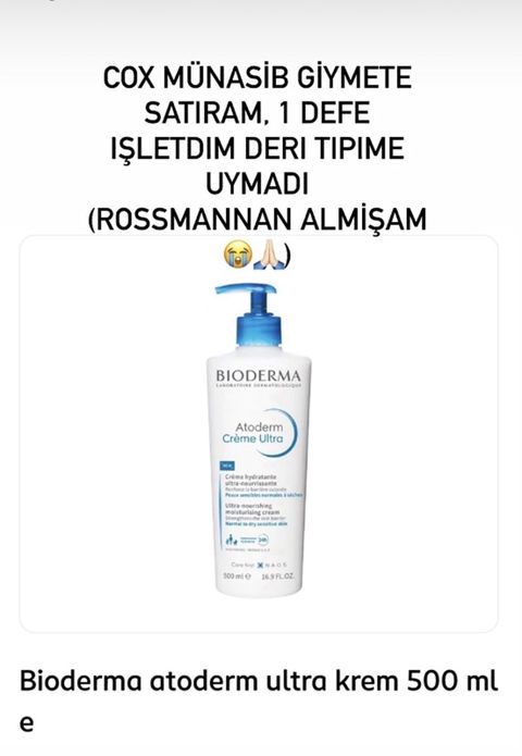 Bioderma Atoderm Crème Ultra – 500 ml - Növ: Üz və bədən üçün — Bakı