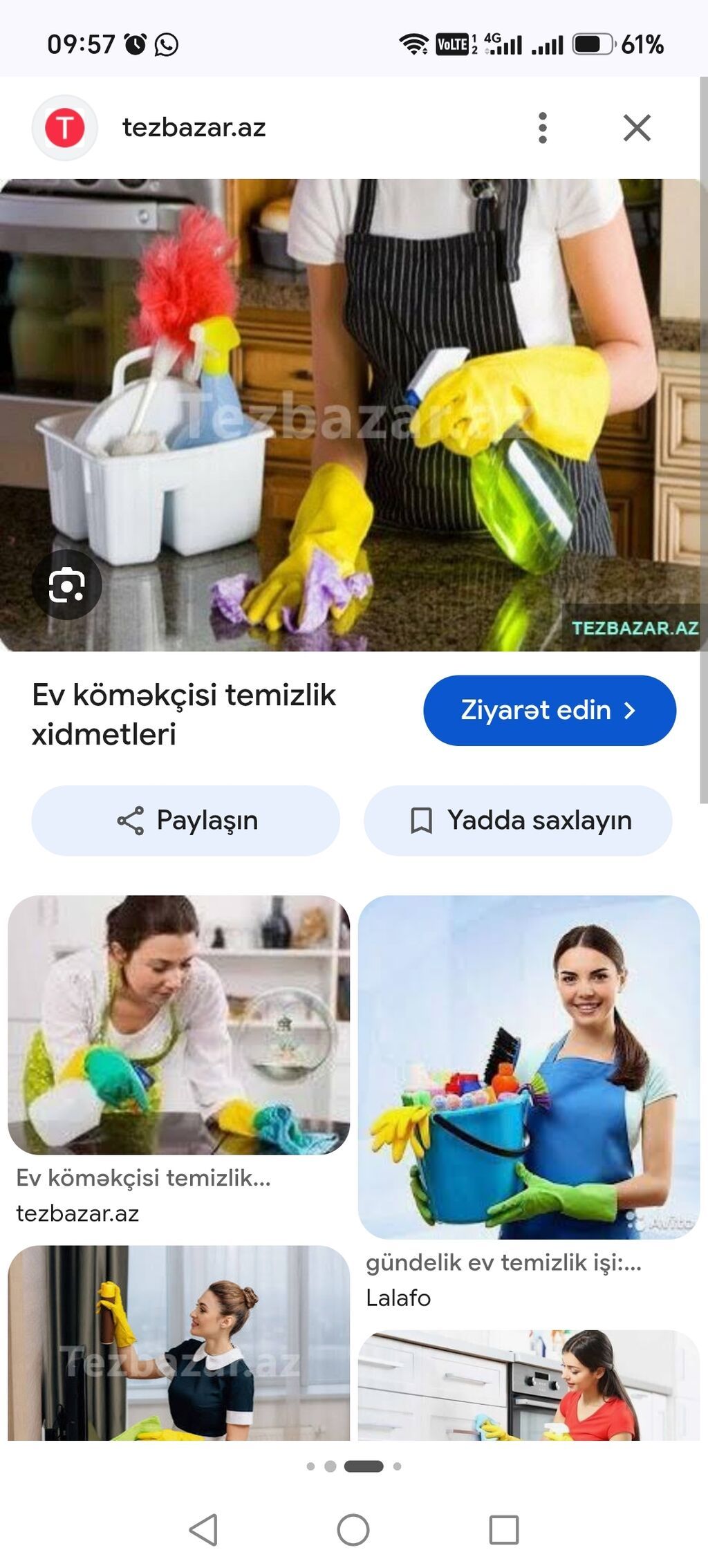 Ev köməkçisi axtarılır Savalan ərazisində ev işlərinə kömək edəcək — Təmizlik, Bakı