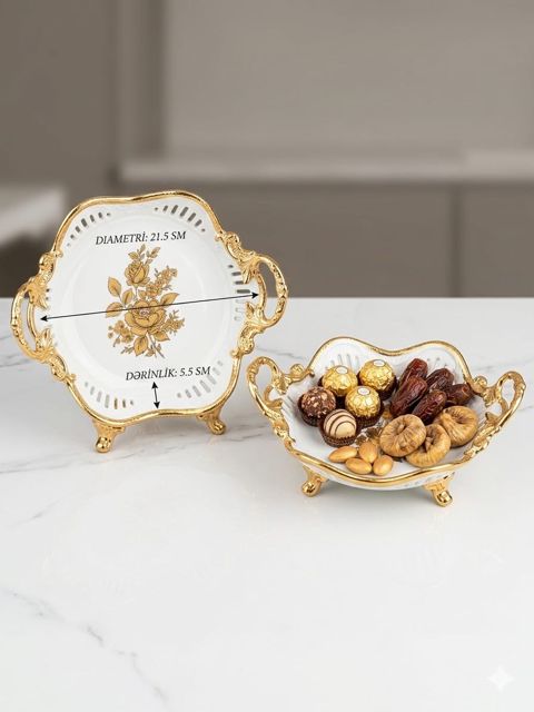 Şirniyyat qabı OP-1919, keramika, 10x7.3 sm, ağ — Bakı