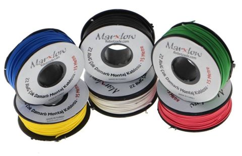 Montaj Kabeli Paketi – 22 AWG, 6x15 m, Çox Damarlı Elektronika — Bakı
