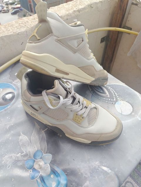 Krossovka: Nike Air Jordan 4 stili, açıq bej/boz tonlarda - Material — Masazır