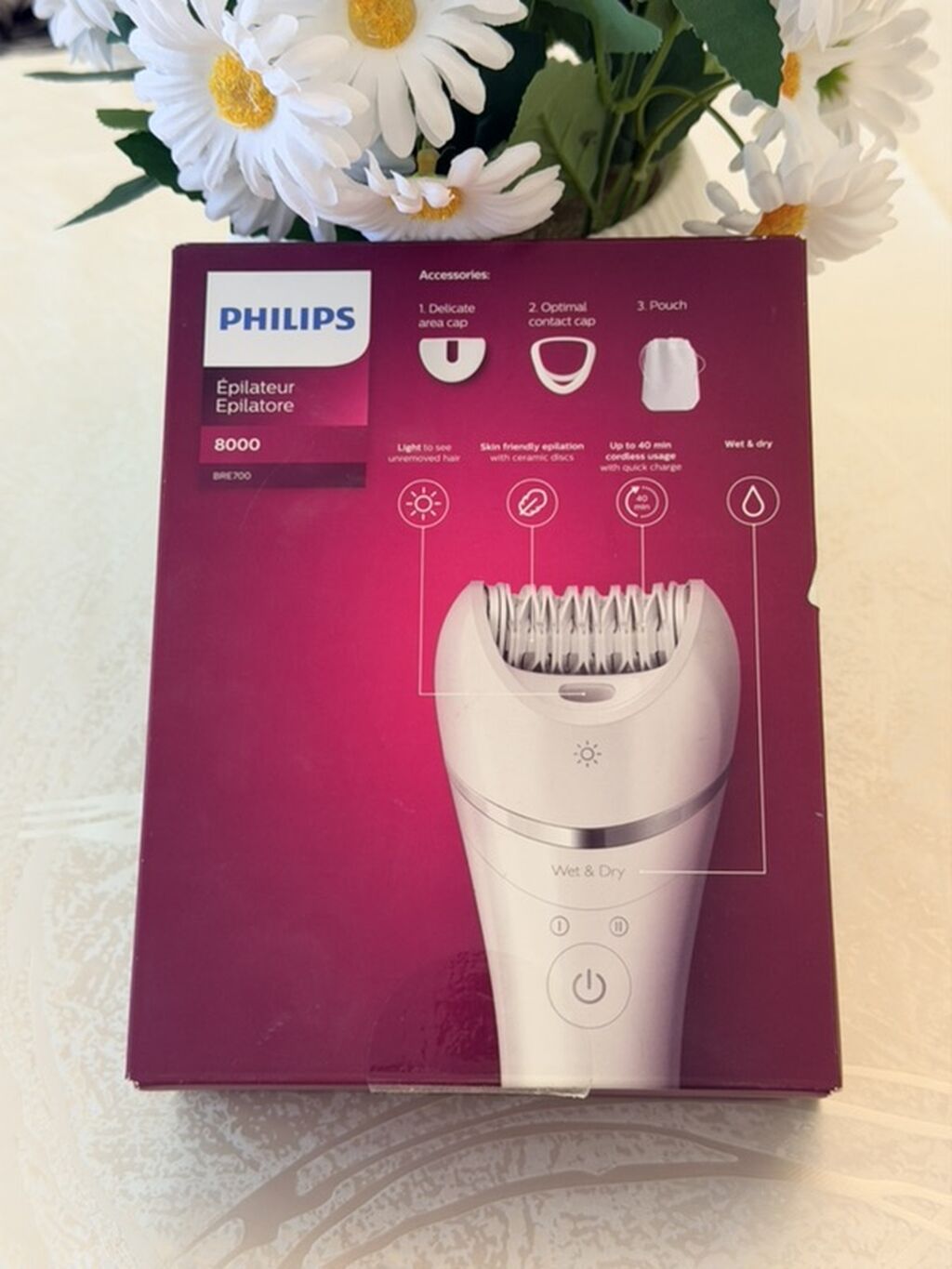 Philips Epilator Series 8000 (BRE700) Xüsusiyyətlər: - Wet & Dry — Usturalar, trimmerler və epilyatorlar, Bakı (4)