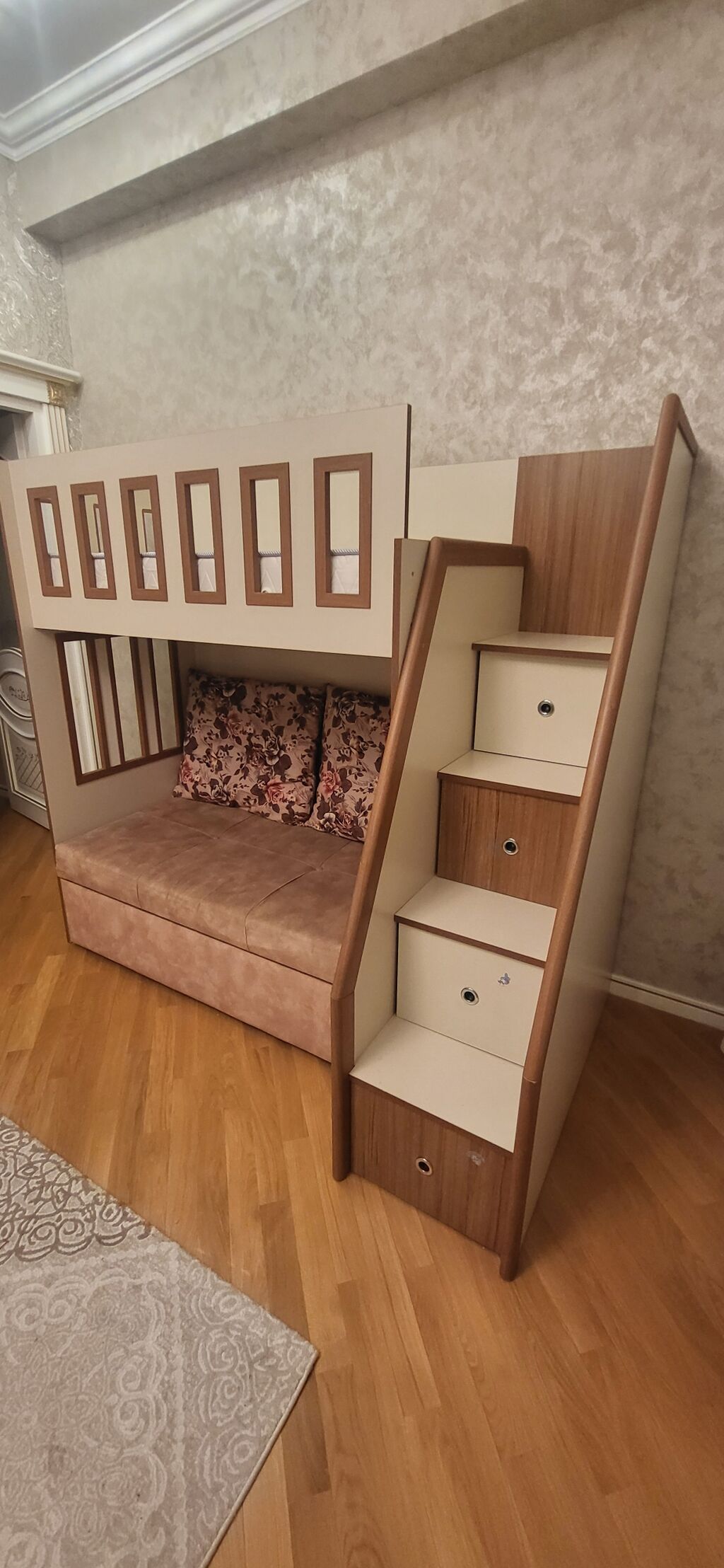 Uşaq otağı üçün çoxfunksiyalı iki mərtəbəli çarpayı-divan komplekti — Yataqlar, Bakı (4)
