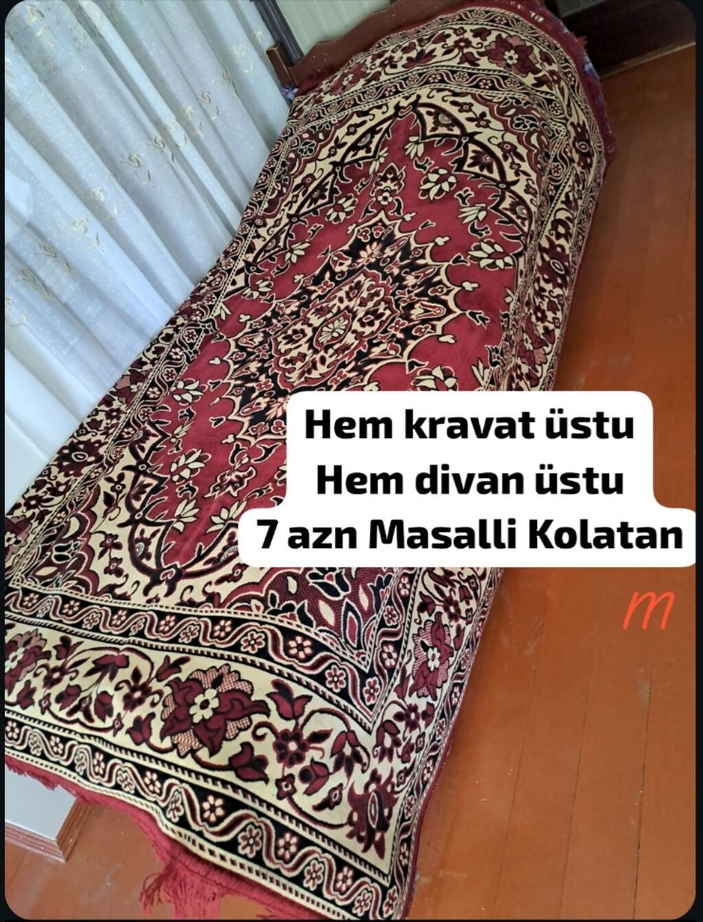 Məhsul: Kravat və divan üçün örtük Təsvir: - Naxışlı, qırmızı və bej — Örtüklər və çarşavlar, Masallı