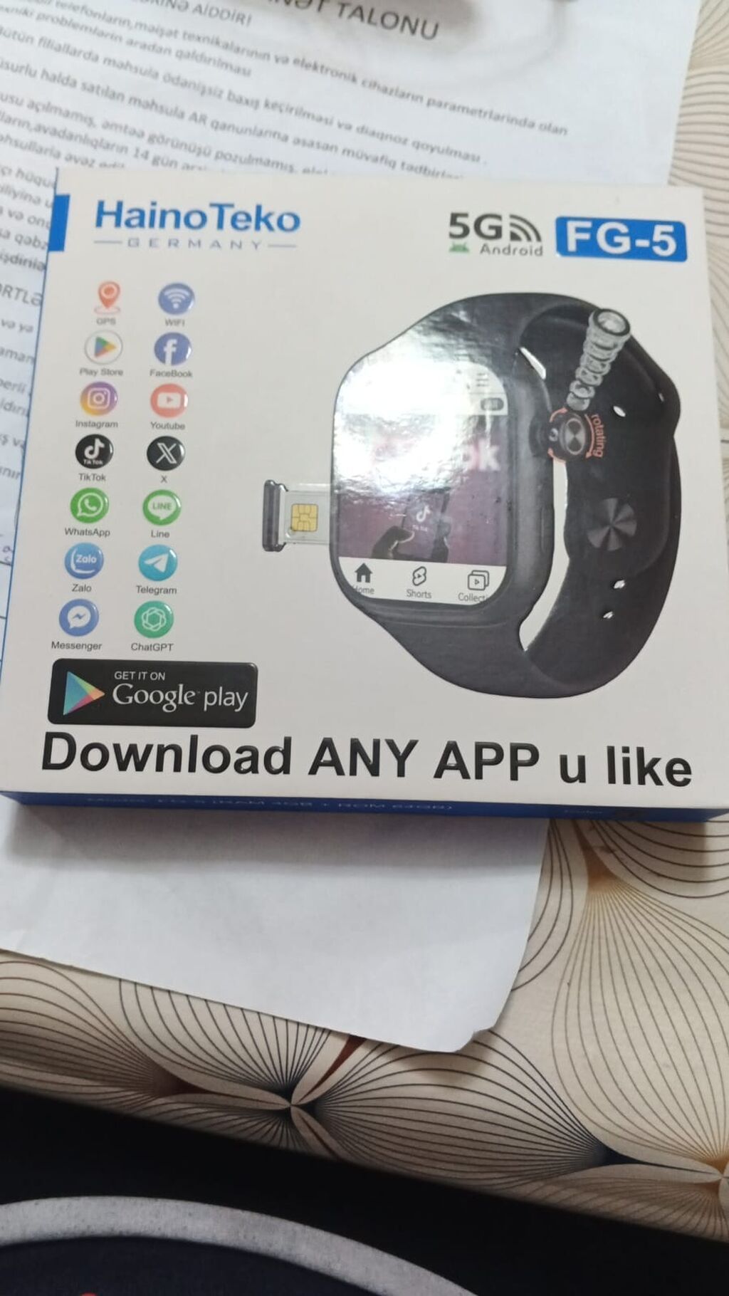 HainoTeko FG-5 Android ağıllı saat - 5G Android sistemi, Google Play — Ağıllı saatlar, Bakı (2)