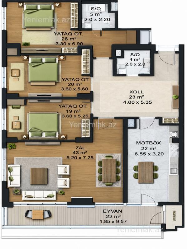 Satılır 4 otaqlı Bina evi menzil (Yeni tikili), 185 m², Xətai rayonu — Mənzil, Bakı (2)