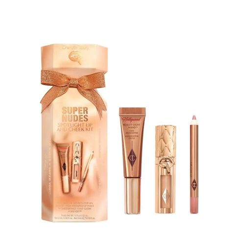 Dekorativ kosmetika dəsti Charlotte Tilbury Super Nudes Spotlight Lip & Cheek Kit (dodaq qələmi, dodaq parıldadıcısı, xaylayter) — Bakı