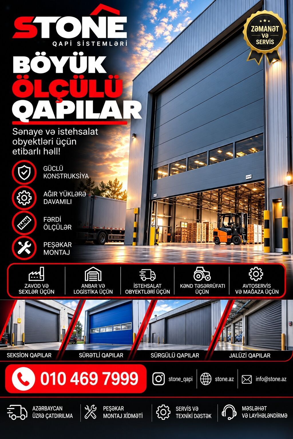 Böyük ölçülü sənaye qapıları – zavod, anbar, logistika və istehsalat — Qapılar və avtomatik qapılar, Bakı